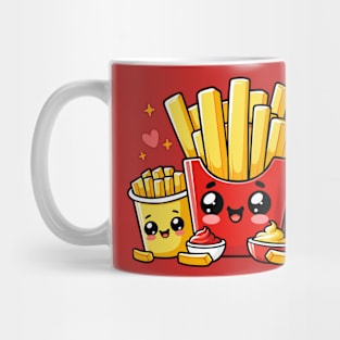 Cute French Fries with Ketchup and Mayonnaise Mug